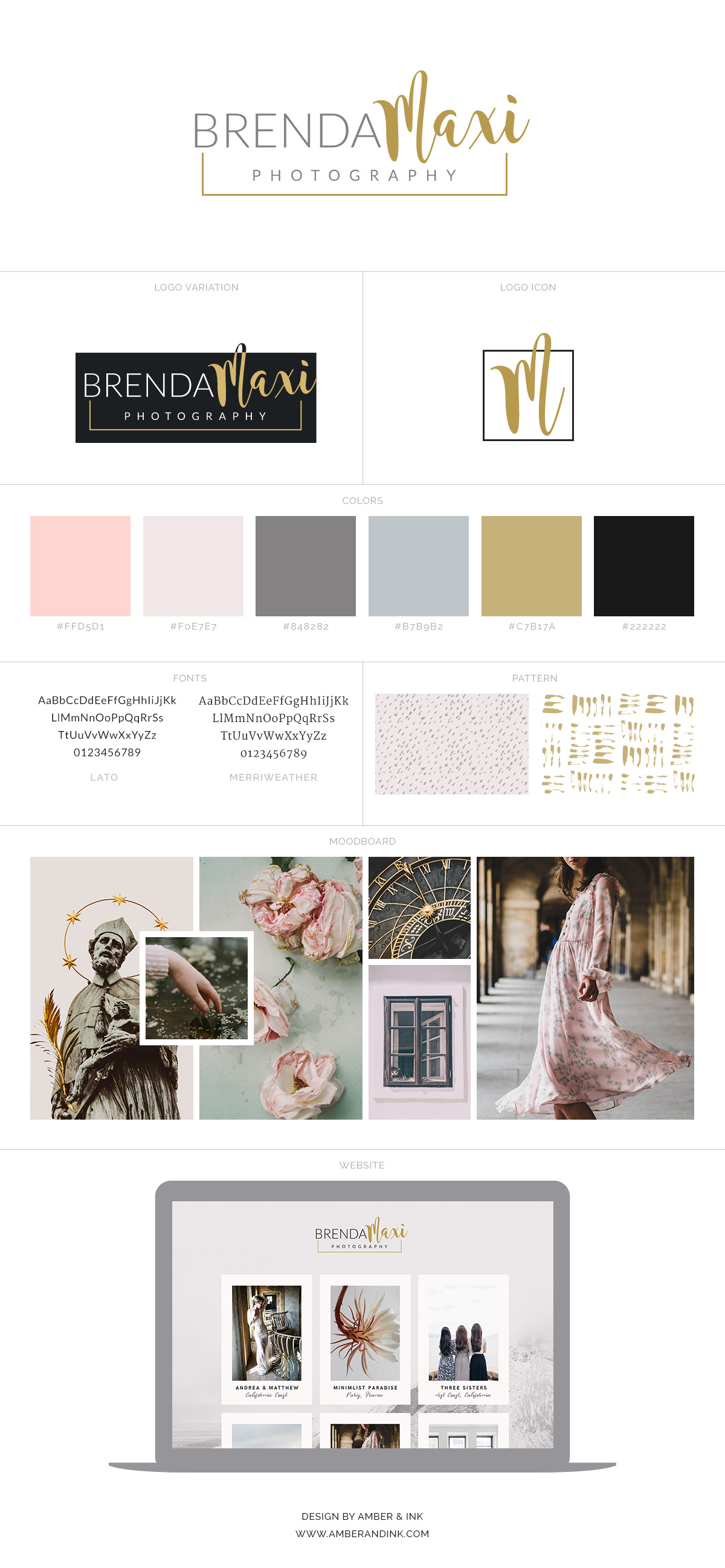 Feminine and romantic brand board inspiration.