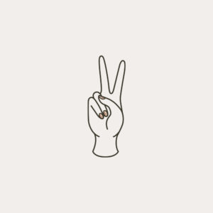 feminine hand illustration with peace sign gesture